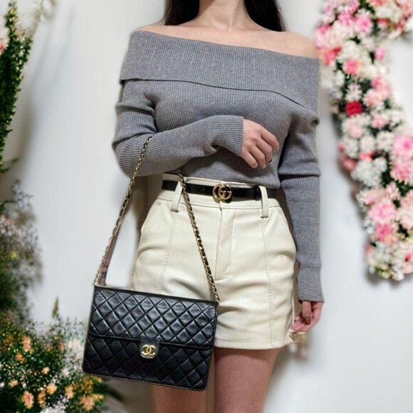 Authentic CHANEL 24K Classic Vintage Single Flap Bag Timeless Chain Purse Black - Picture 4 of 13